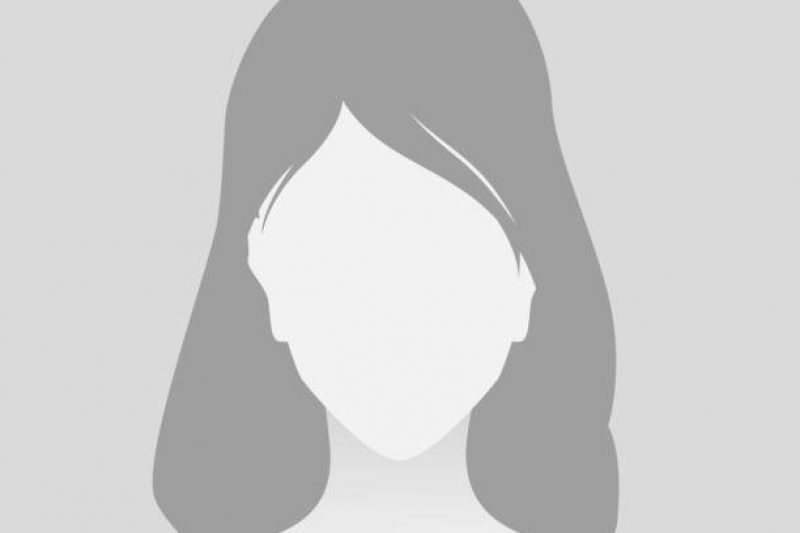 Person gray photo placeholder woman in T-shirt on gray background